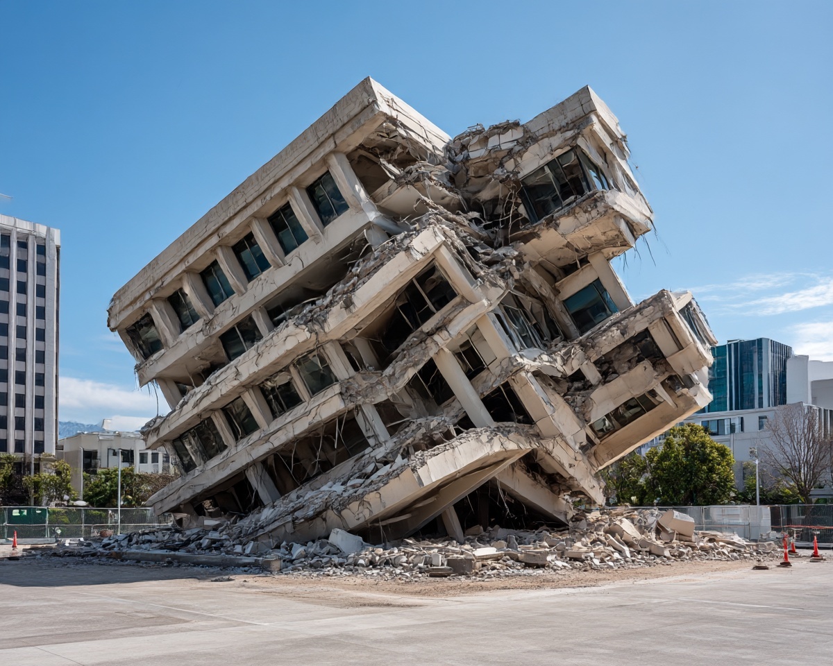 Collapsed building from earthquake