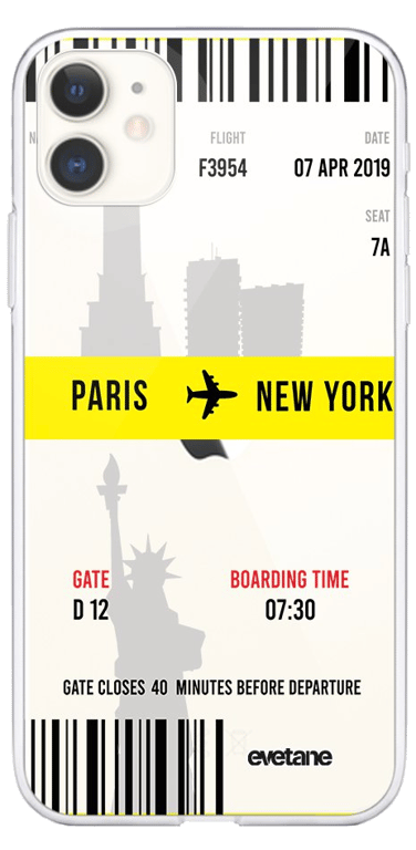 Evetane Coque Apple iPhone 11 360 intégrale transparente Motif Blllet Paris-New York Tendance