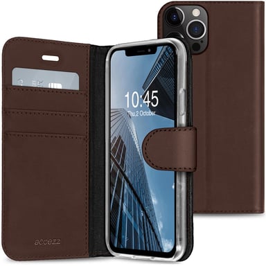 Accezz Étui de télephone Wallet pour Apple iPhone 13 Pro - Marron foncé