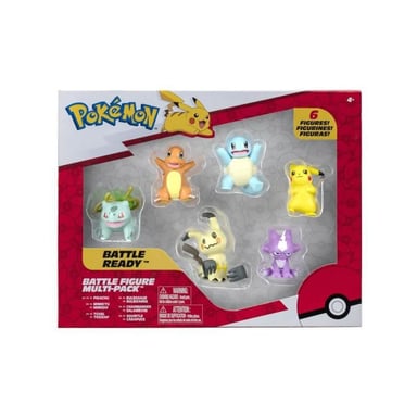 Pack de 6 figurines BANDAI - Pokémon - Pikachu, Carapuce, Salameche, Bulbizare, Mimiqui,Toxizap - JW2684