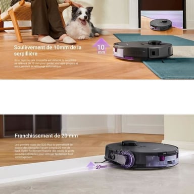 Eureka E20 Plus Aspirateur Robot, 8000 Pa, Station de Vidange Autom sans Sac, Anti Enchevêtrement, Autonomie 180 min