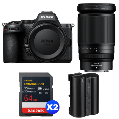 Cámara híbrida Nikon Z5 II + 28-400mm f/4-8 VR + 2 SanDisk 64GB Extreme PRO UHS-II + Nikon EN-EL15c + Ebook ''20 consejos para fotos que impactan''