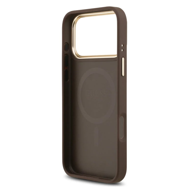 Guess PU Leather 4G Gold Frame Case with MagSafe for iPhone 17 Pro 6.3 GUHMP17LP4MSEGCW - vue 4