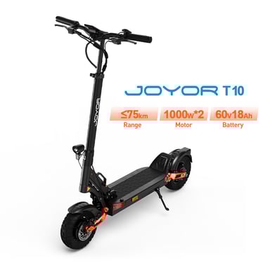 Monopattino elettrico Joyor T10 a doppio motore, 2000 W, 10'', fuoristrada, con batteria da 60 V e 18 Ah
