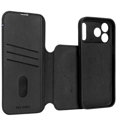 Decoded Funda folio para iPhone 17 Pro Max MagSafe de cuero con funda desmontable Negro