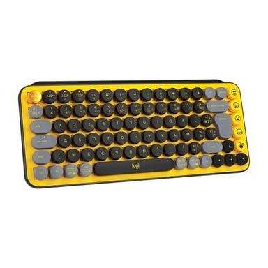 Logitech Wireless Keyboard - Teclas POP mecánicas con teclas Emoji personalizables, Bluetooth o USB, diseño compacto y duradero - Amarillo