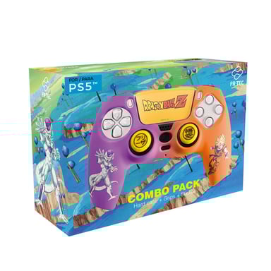 Blade Gaming FRTEC - Combo Pack Dragon Ball Z, Coque Rigide + Grips + Sticker pour PS5 DualSense, Goku et Freezer