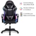 Amstrad AMS-900-LED-BK Fauteuil / Chaise de bureau Gamer noir gris - Eclairage LED 366 effets - Télécommande
