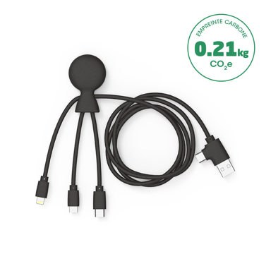 XOOPAR 5 en 1 Mr BIO USB A C/micro USB, USB C, cable Lightning 1m Negro