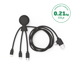 Câble Mr BIO USB A+C / microUSB & USB C & Lightning 2.1A 1m FastCharge 10.5W Noir - Eco-responsable Xoopar
