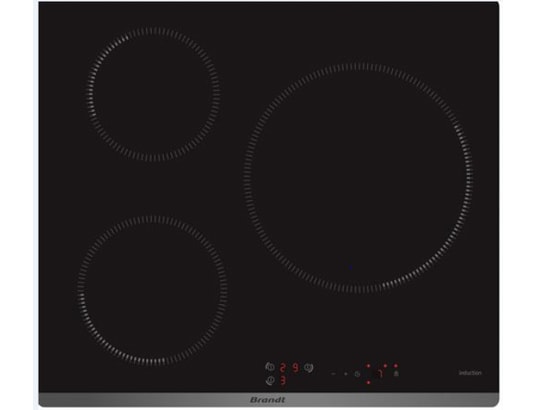 BRANDT Table induction 3 foyers dont 1 zone Ø 28 cm 3 6 kW BPI6315B - vue 10