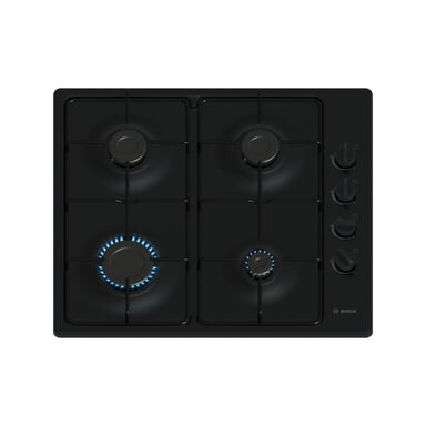 Table gaz inox, 60 cm, SER2, 4 brûleurs, Fonte avec pieds en caoutchouc BOSCH - PBP6B6K80