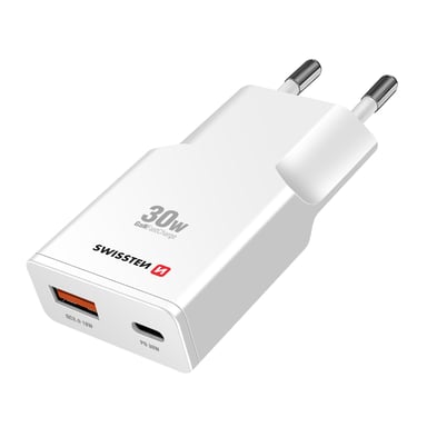 Caricabatteria ultra compatto per smartphone e tablet GaN 30W USB-C e USB-A QC 3.0