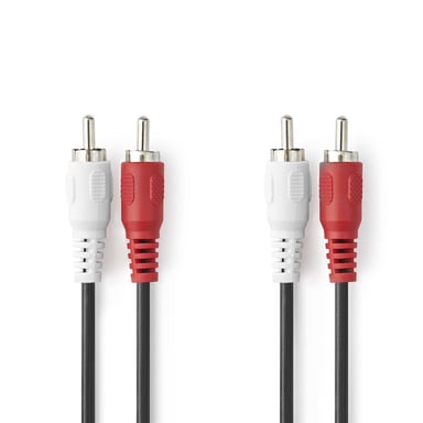 Nedis CAGL24200BK50 câble audio 5 m 2 x RCA Noir - Neuf