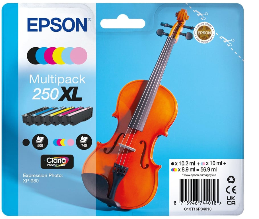 Epson 250XL Multipack Pack de 6 jaune cyan cyan original blister cartouche d'encre pour PN: C11CL95402 - vue 2