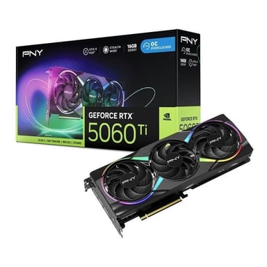 Tarjeta gráfica PNY GeForce RTX 5060 Ti 16GB ARGB Overclocked Triple Fan DLSS 4