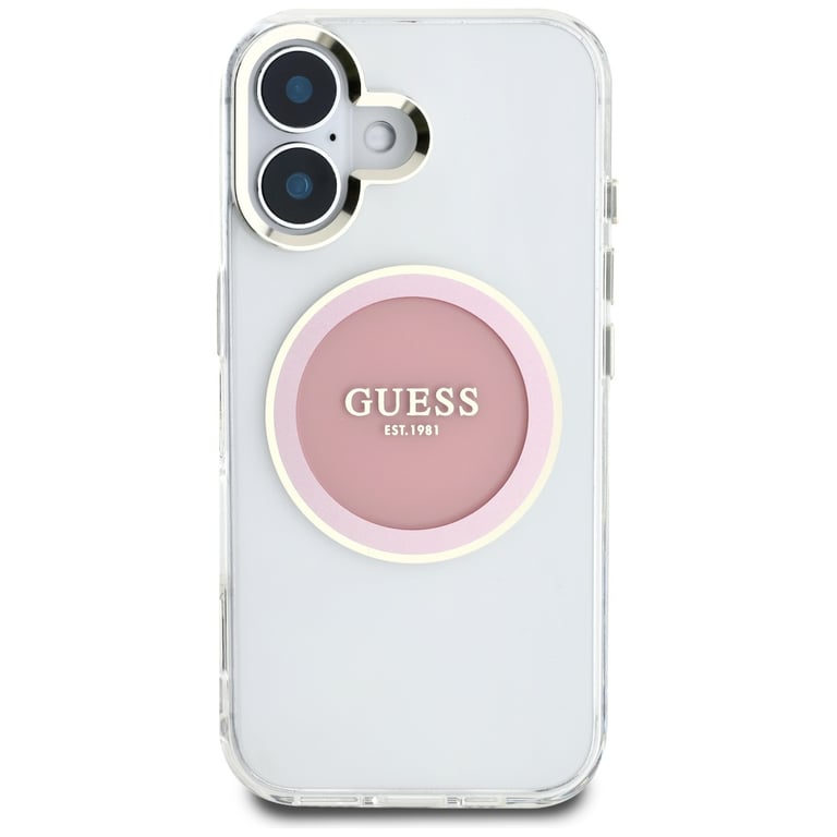 Guess Étui IML Metal Colored Circle Classic Logo MagSafe pour iPhone 16 Rose - vue 2