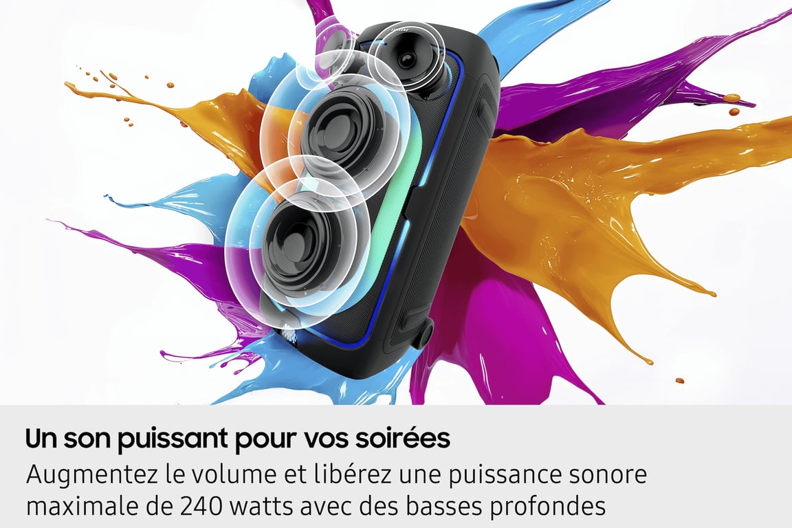 Enceinte Sono DJ Samsung Sound Tower MX-ST50F – 240W, Batterie 18h - vue 7