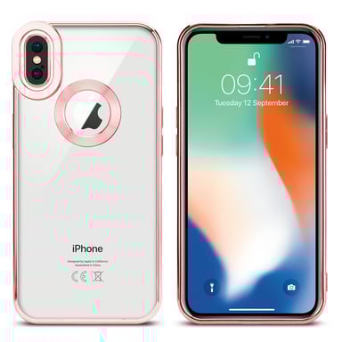 Coque pour Apple iPhone X / XS en Transparent - Rose Housse de protection Étui en silicone TPU flexible avec application Chrome