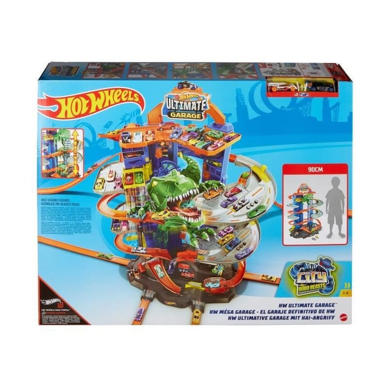 HOT WHEELS City Super Dino Robot Garage 90 cm de haut 100 places de parking 2 vehicules inclus Neuf - vue 9