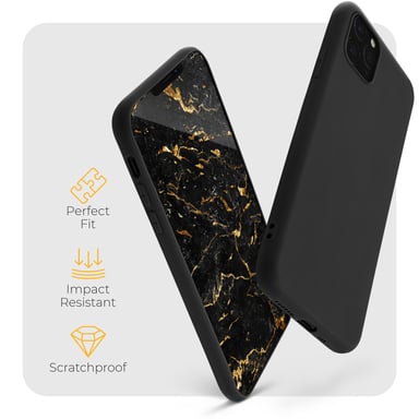 Moozy Custodia in silicone della serie Minimalist per iPhone 11 Pro, nero - Sottile e flessibile con finitura opaca in TPU