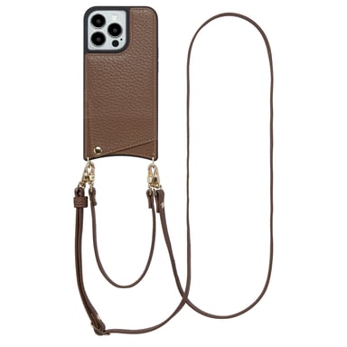 Selencia Coque de télephone Nova avec cordon et porte-cartes pour Apple iPhone 13 Pro - Mocha Brown