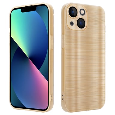 Coque pour Apple iPhone 14 en Brushed Or Housse de protection Étui en silicone TPU flexible au design brossé