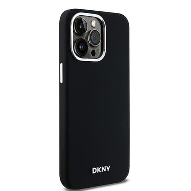 Étui DKNY pour iPhone 15 Pro Max 6.7'' noir étui rigide Liquid Silicone Small Metal Logo MagSafe