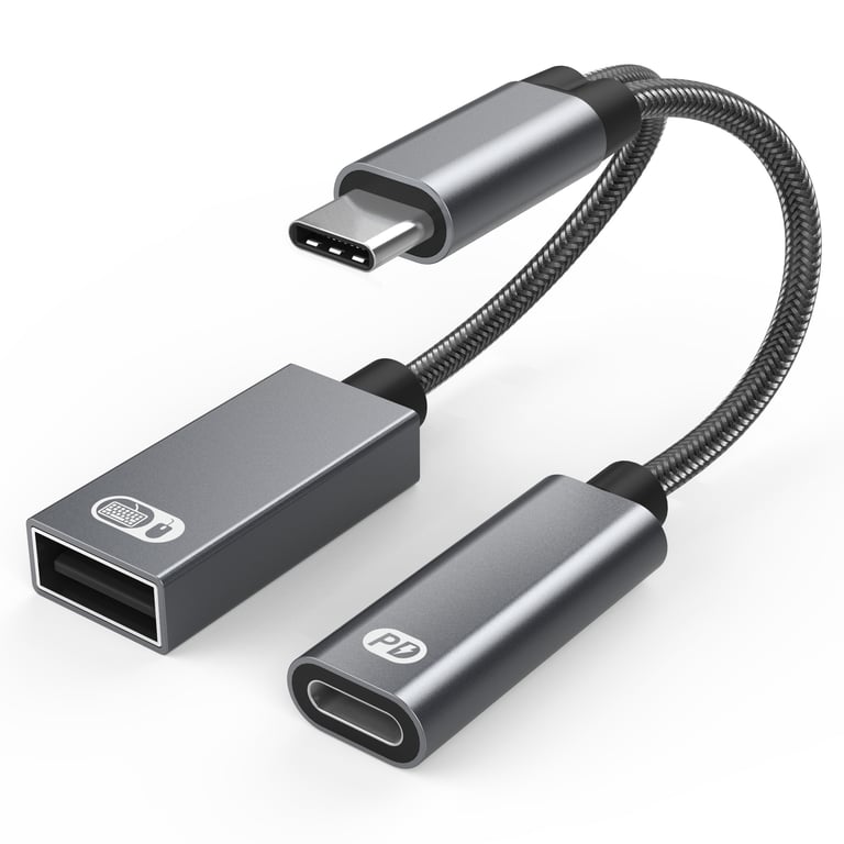 USB C mâle vers USB femelle + prise de charge USB C PD et adaptateur OTG USB 2.0 Neuf