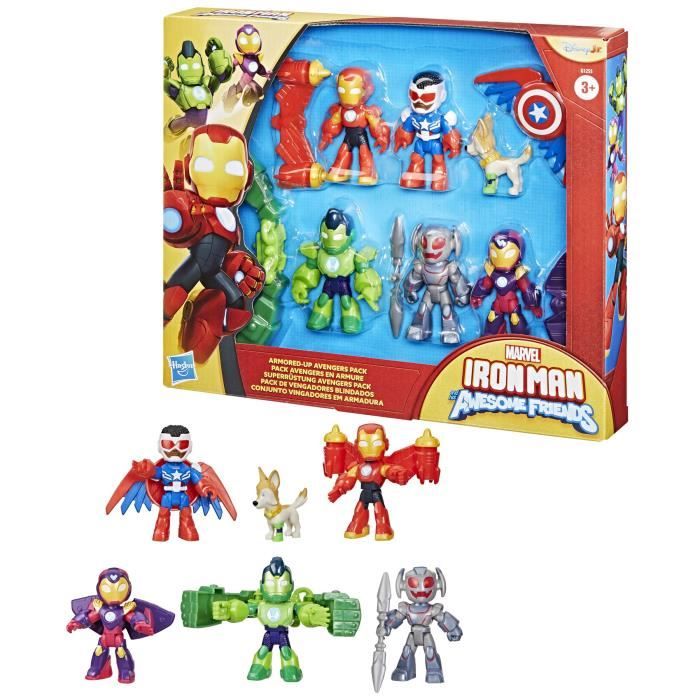 Hasbro Pack 6 figurines Iron Man Avengers en armure Marvel Iron Man and his Awesome Friends dès 3 ans - vue 5
