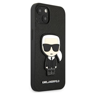 Custodia Karl Lagerfeld per iPhone 13 mini 5,4'' nero Saffiano Iconic Karl's Patch
