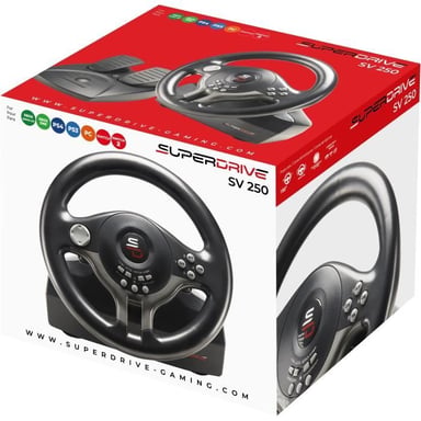 Subsonic SV200 Noir, Gris USB Volant + pédales Nintendo Switch, PC, PlayStation 4, Xbox