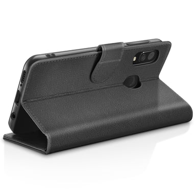 Zanaé Funda tipo cartera para Samsung A30 con soporte y lengüeta magnética Negro