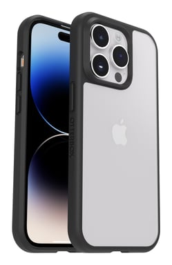 Custodia React Series per iPhone 14 Pro Max, antiurto, resistente alle cadute, ultrasottile, protezione sottile, testata secondo gli standard militari, antimicrobica - trasparente e nera