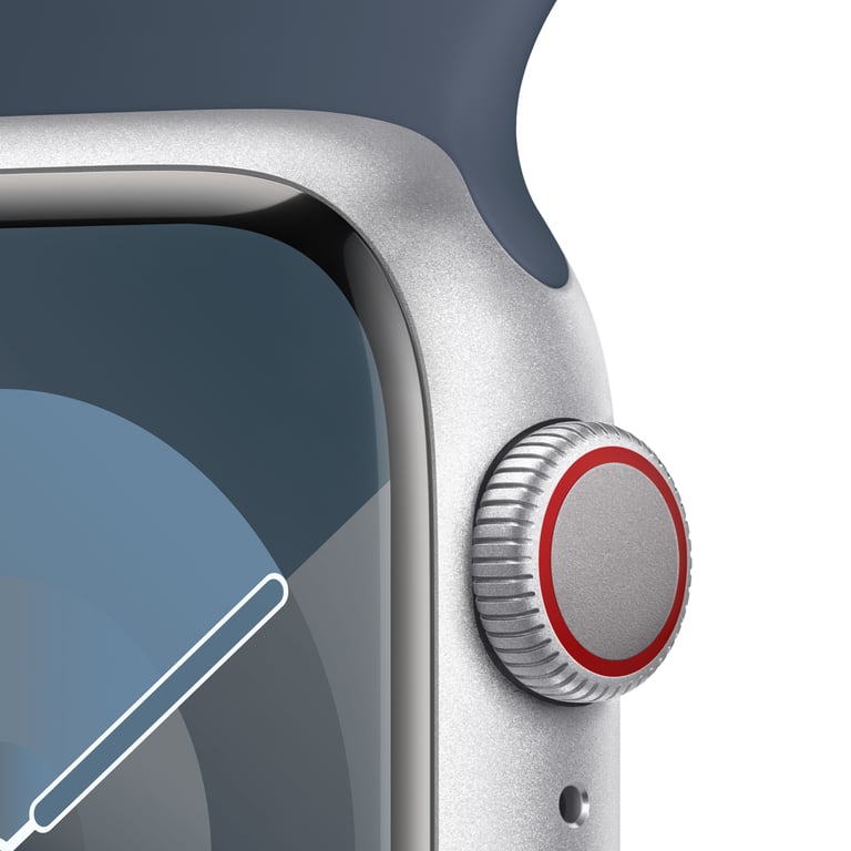 Watch Series 9 GPS + Cellulaire, boitier en aluminium de 41 mm avec boucle en caoutchouc, Bleu, M/L - Bon état