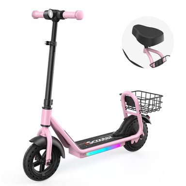 Trottinette électrique enfant 2-en-1 iScooter iK7 avec siège amovible et panier - rose