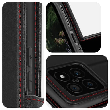 CaseMe Funda con cierre para Xiaomi 14 Solapa para tarjetero y Soporte Negro