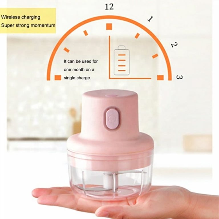 Hachoir électrique portable sans fil 100ml Herzberg HG03183 PNK Neuf - vue 3