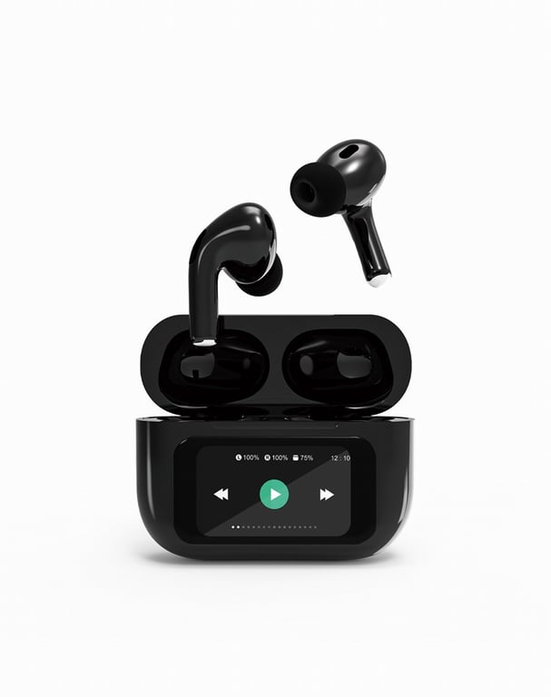 Gembird GMB Audio TWS-LCD-ANC-01-BK casque Sans fil Ecouteurs Appels/Musique USB Type-C Bluetooth Noir - Neuf