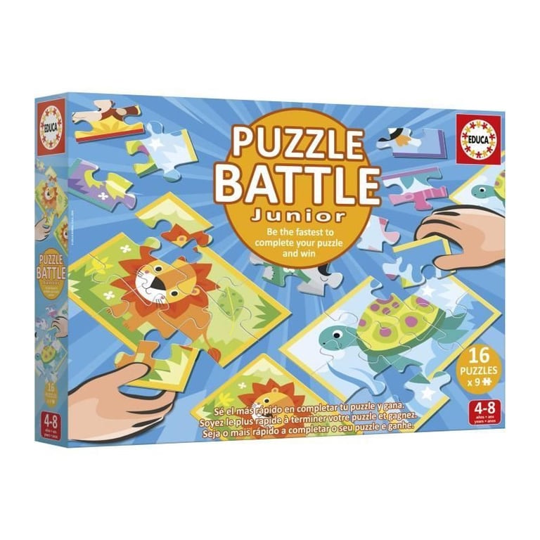 Puzzle EDUCA Battle Jr Animals 16 puzzles 9 pièces par puzzle Pour enfants à partir de - vue 4