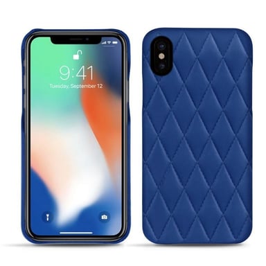 Coque cuir Apple iPhone Xs Max -  - Bleu - Cuir lisse couture