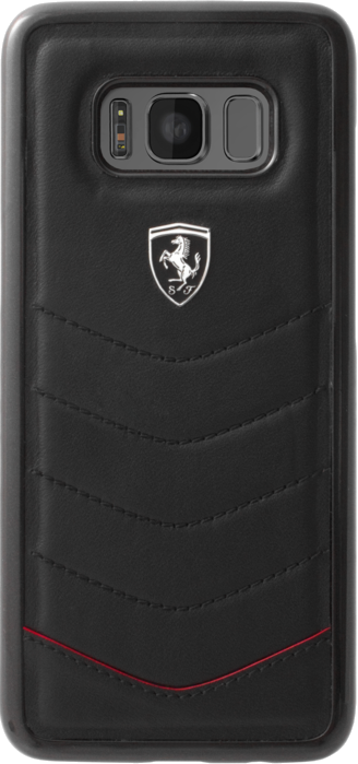 Ferrari Heritage Coque en cuir véritable pour Samsung Galaxy S8+, Noir
