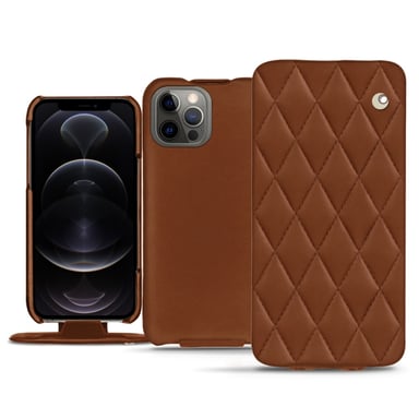 Housse cuir Apple iPhone 12 Pro Max -  - Marron - Cuir lisse couture