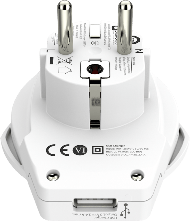 Adaptateur pour prise d'alimentation Skross Monde vers Europe USB - vue 4