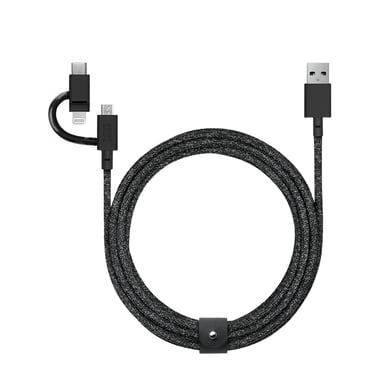 Native Union BELT-ULC-CS-BLK-NP câble USB 2 m USB A USB C/Micro USB A/Lightning Noir - Neuf