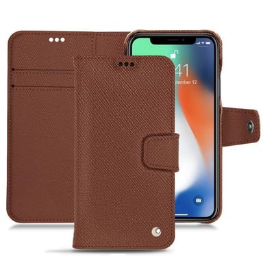 Apple iPhone Xs Max Funda de piel - Solapa billetera - Marrón - Piel saffiano