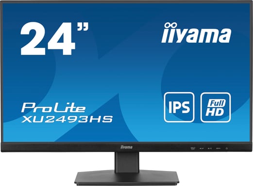 Ecran IIYAMA 23,8'' Noir dalle IPS Ultra mince 16:9 1920x1080 0.5ms 100Hz 250 cd/m2 HDMI Displayport HPs  VESA 100x100 TCO XU2493HS-B6