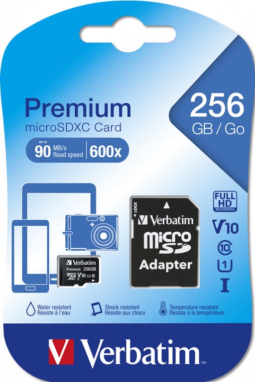Verbatim Premium Carte mémoire flash adaptateur SD inclus e UHS Class 1 / Class10 microSDXC UHS I - vue 3