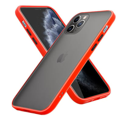 Coque pour Apple iPhone 11 PRO MAX en Rouge Givré - Touches Noires Housse de protection Étui hybride avec intérieur en silicone TPU et dos en plastique mat