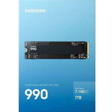 SSD SAMSUNG SERIE 990 M.2 1 TB 2280 PCIe Gen 4.0 x4 NVMe 2.0 Lectura 7150 MB/s Escritura 6450 MB/s MZ-V9V1T0BW